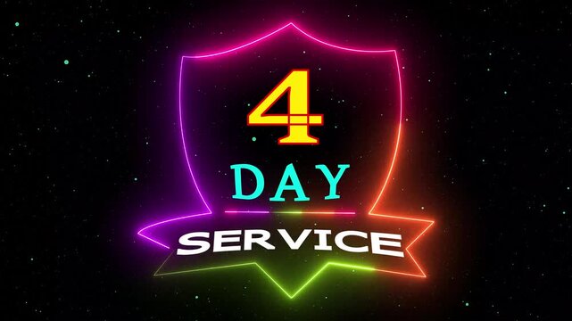 Day Service Number 4 Neon Shield Display Motion Graphics for Event Promotion