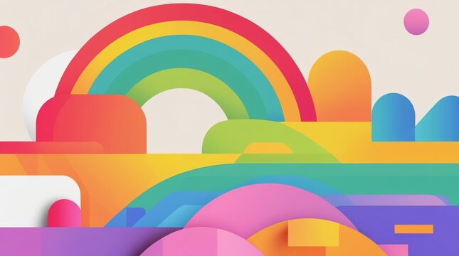 Image is a vibrant, abstract digital artwork featuring a dynamic composition of geometric shapes and gradients. The central focus is a square frame containing swirling