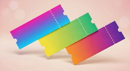 Vibrant Gradient Tickets Mockup, Event Admission and Raffle Passes on Pink Background