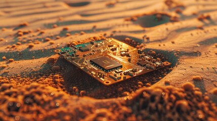 Circuit Board on Sandy Surface
