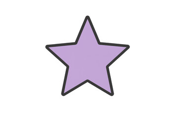 Obraz premium Simple geometric star illustration in light purple with a thick dark border, symbolizing excellence, favoritism, or reward