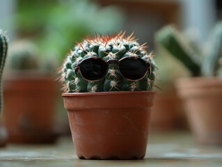 Cool Cactus Wearing Sunglasses in Pot