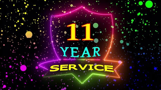 Neon Light 11 Year Service Award Badge Animation Motion Graphic Footage