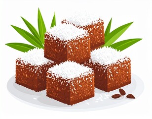Minimal Flat Lamington Cake Vector Illustration