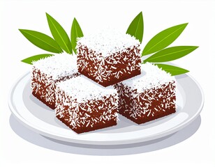 Flat Vector Lamington Australian Dessert Illustration
