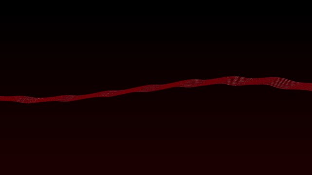 Abstract flowing wave pattern of thin red lines on a dark gradient background image photo