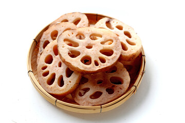 Fresh lotus root slices, crisp and nutritious.