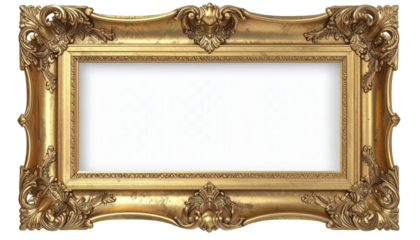 Ornate Golden Picture Frame with Intricate Carvings and Elegant Design 2.