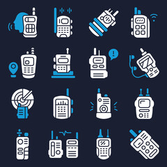 Set of two-way radio icons for communication