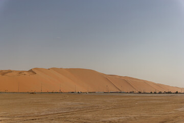 The massive, steep sand slope of Moreeb Dune
