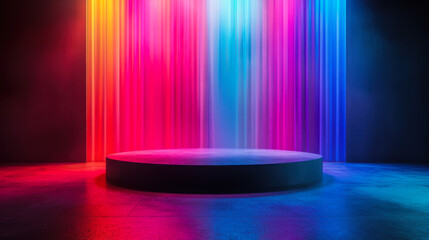 Colorful stage background with copy space , backdrop scenery with different colors making a multicolor
