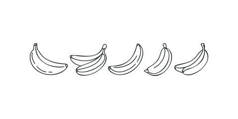 Obraz premium Simple black line drawing of five bananas