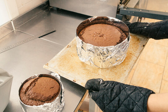 Naklejki Fresh Chocolate Sponge Out of the Oven