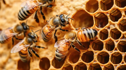 Honey bees store nectar on honeycombs