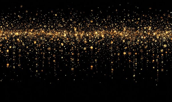 Golden bokeh cascade shimmering against a dark backdrop