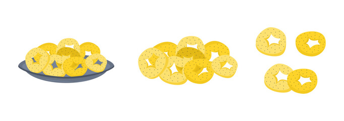 Isolated vector cartoonish food dishes of sweets