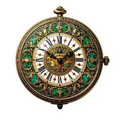 Obraz premium Antique Baroque Clock Face with Emerald Filigree