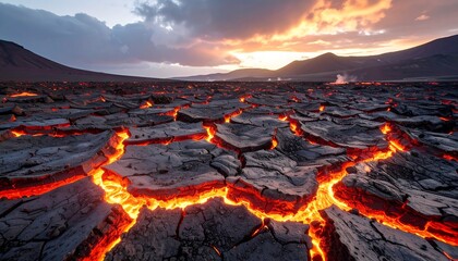 Volcanic landscape at sunset (1)