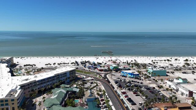 Downtown Fort Myers Beach along the Gulf of Mexico on Estero Island, southwest Florida in Lee County	