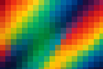 Pixel mosaic rainbow gradient background