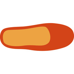 Top Down View of a Single Orange Flat Shoe with Yellow Interior on a Transparent Background Suitable for Fashion Design Projects