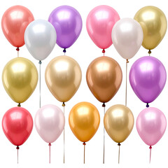 Glossy colorful balloons against a dark background