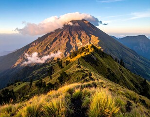 Volcanic peak at sunrise