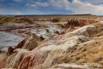 Beautiful Multi-colored Sedimentary Layers at Devil's Kitchen Geologic Site near Greybull Wyoming.