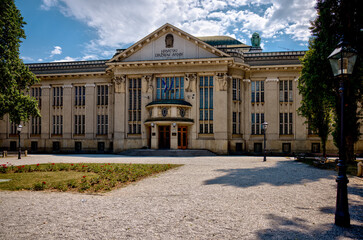 Obraz premium Zagreb, Croatia – July 18, 2025: The historic Neo-Baroque building of the Croatian State Archives (Hrvatski državni arhiv),
