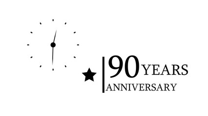 90 Years Anniversary Animation 4K Golden stars and clock symbol highlight 90 years celebration text. Perfect for birthday wishes, anniversary greetings, and transparent background videos. - Powered by Adobe