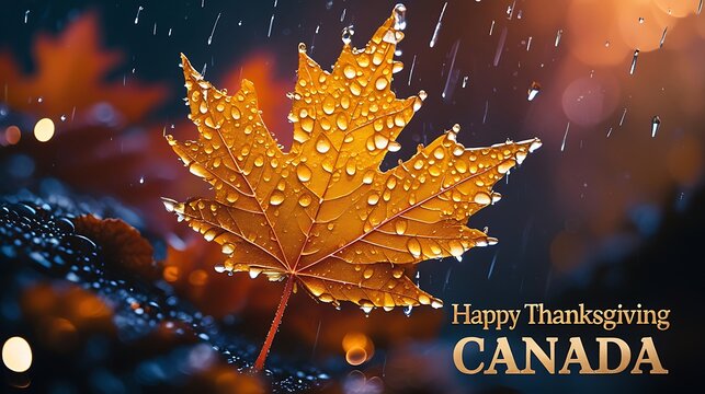 Sparkling maple leaf canadian thanksgiving illustration images