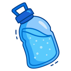 Water in plastic bottle drink healthy nature flat color vector illustration template design