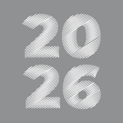white scribble 2026 happy new year template vector design