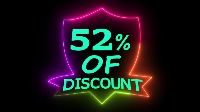 Neon Light Discount Promotion Banner 52 Percent Off Animated Video