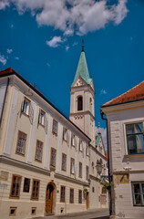 Zagreb, Croatia – July 18, 2025: Historic façades, government buildings, and narrow streets showcase the distinctive architectural character of Zagreb’s Upper and Lower Towns. 