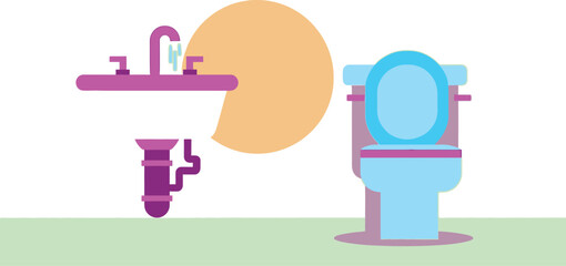 Clean bright bathroom interior with modern sink and toilet ready for use in home design projects or simple bathroom renovations with graphic appeal