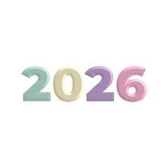 colorful extrude 2026 happy new year template vector design