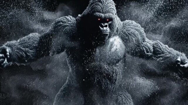Powerful Particle Gorilla Beating Its Chest | 4K Seamless Loop Animation for Concepts of Strength, Leadership, and Primal Power