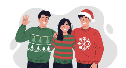 Group of Young People in Festive Xmas Attire