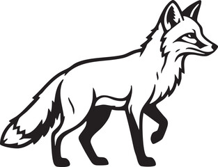 Monochrome wild animal icon, cunning fox silhouette isolated on white.
