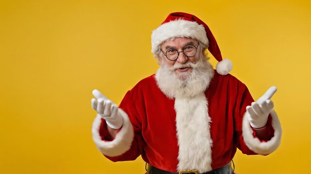 Cheerful Santa giving thumbs up and gesturing with excitement in festive setting spreading joy and holiday spirit for everyone to enjoy