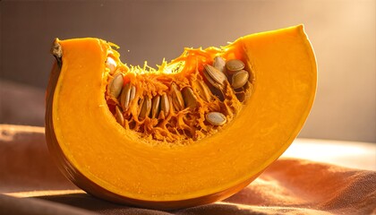 Slice of Pumpkin with Seeds.