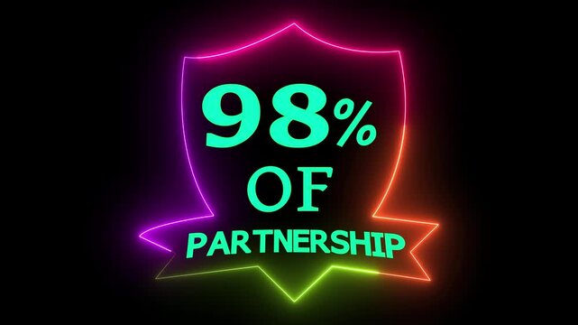 98 Percent Partnership Neon Sign Motion Graphic Dynamic Advertising Clip Video Footage