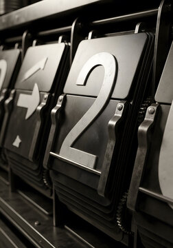 Close up of a number two on a retro split-flap display