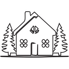 Cozy House and Pine Trees