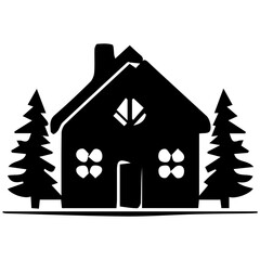 House and Trees Silhouette