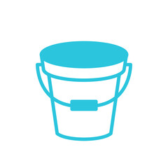 Bucket icon. Isolated on white. Blue icon