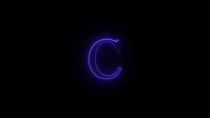 Naklejka premium Abstract glowing blue letter c formed by shimmering particles against a dark black background representing digital art and technology