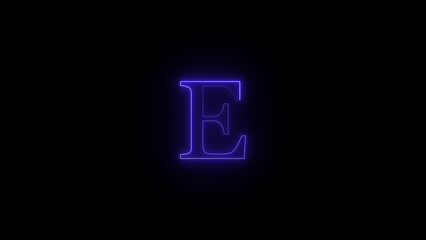 Glowing neon blue letter e illuminated against a dark black background creating a modern and futuristic visual effect