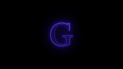 Abstract glowing purple letter g illuminated against a dark black background with a futuristic neon light effect